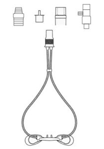 Schematische Darstellung von vier passenden Adapter zum AirGap